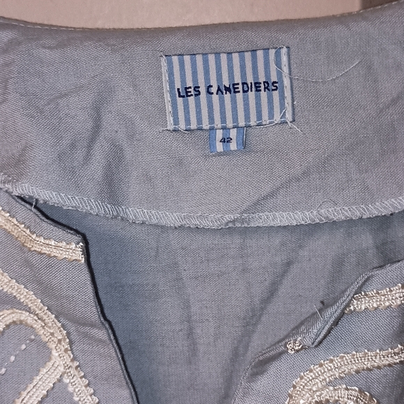 Les Canebiers St Tropez Blue Tunic Size 42 Embroidered XL - Picture 2 of 4